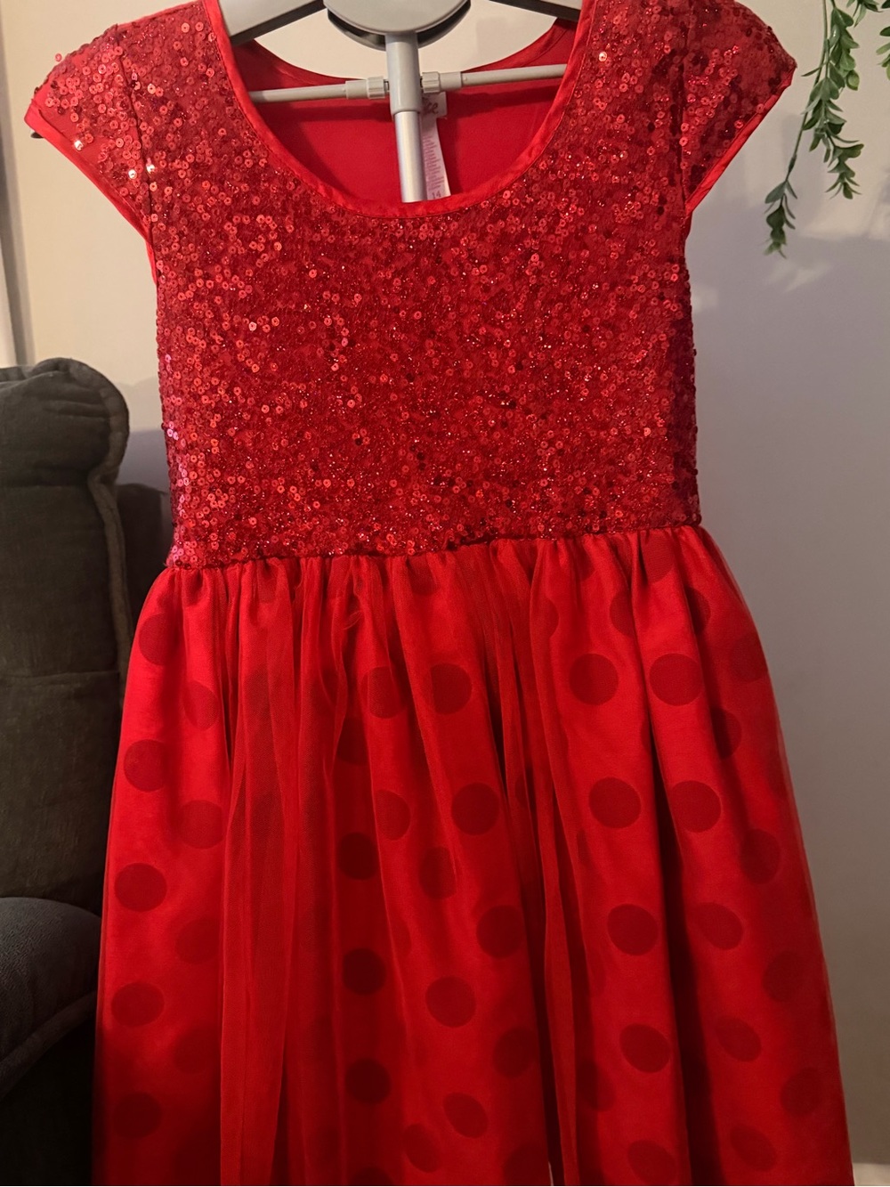 Justice Girls 14 Red Sequin Polka Dot Formal Dress - Picture 3 of 12